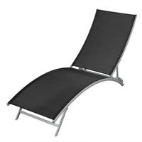 SONNENLIEGE Stahl und Textilene Schwarz - Schwarz, Metall (55/102/162cm) - furnicato