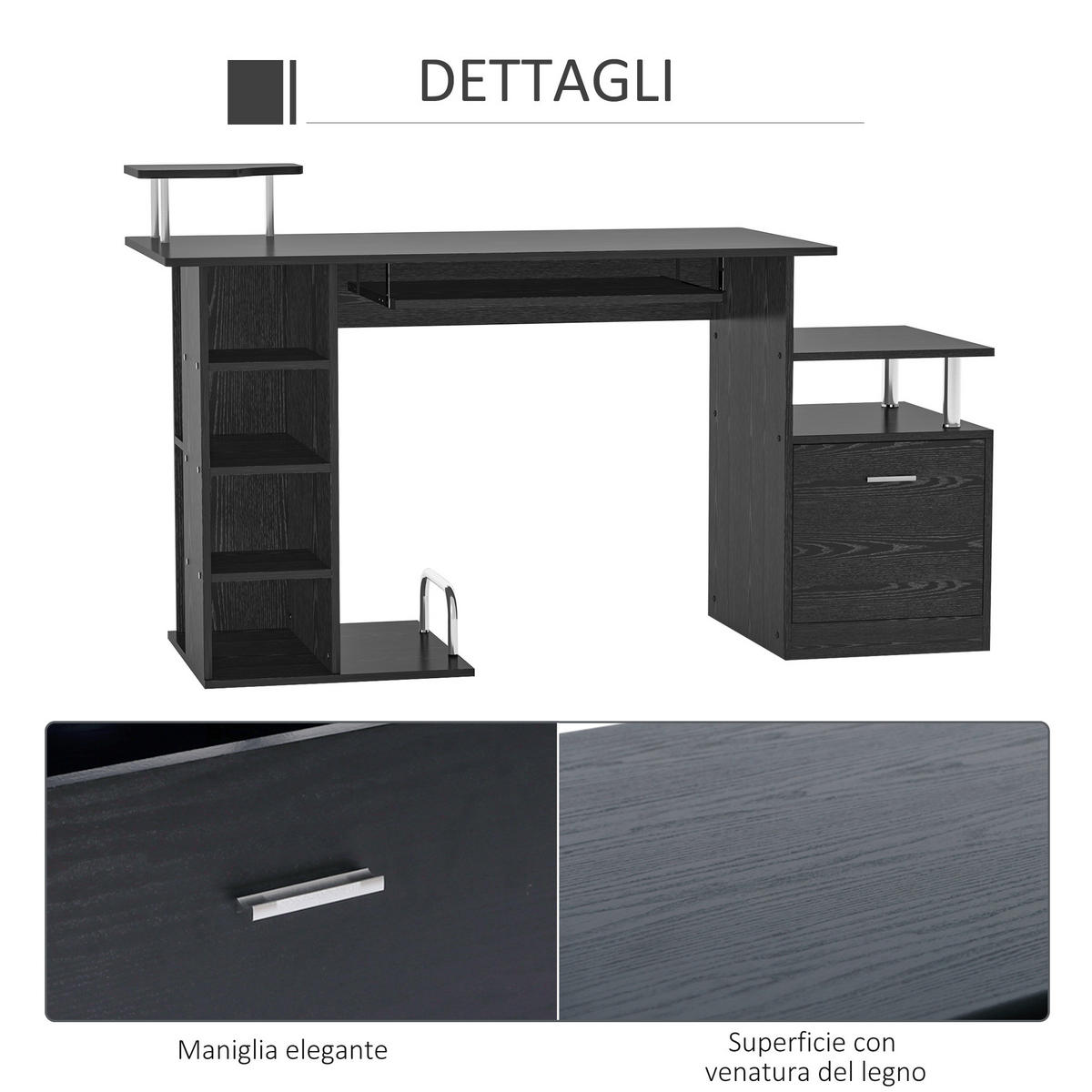 BÜROTISCH Schwarz 1 Stück - Schwarz, Holzwerkstoff (60/152/88cm) - GiPP