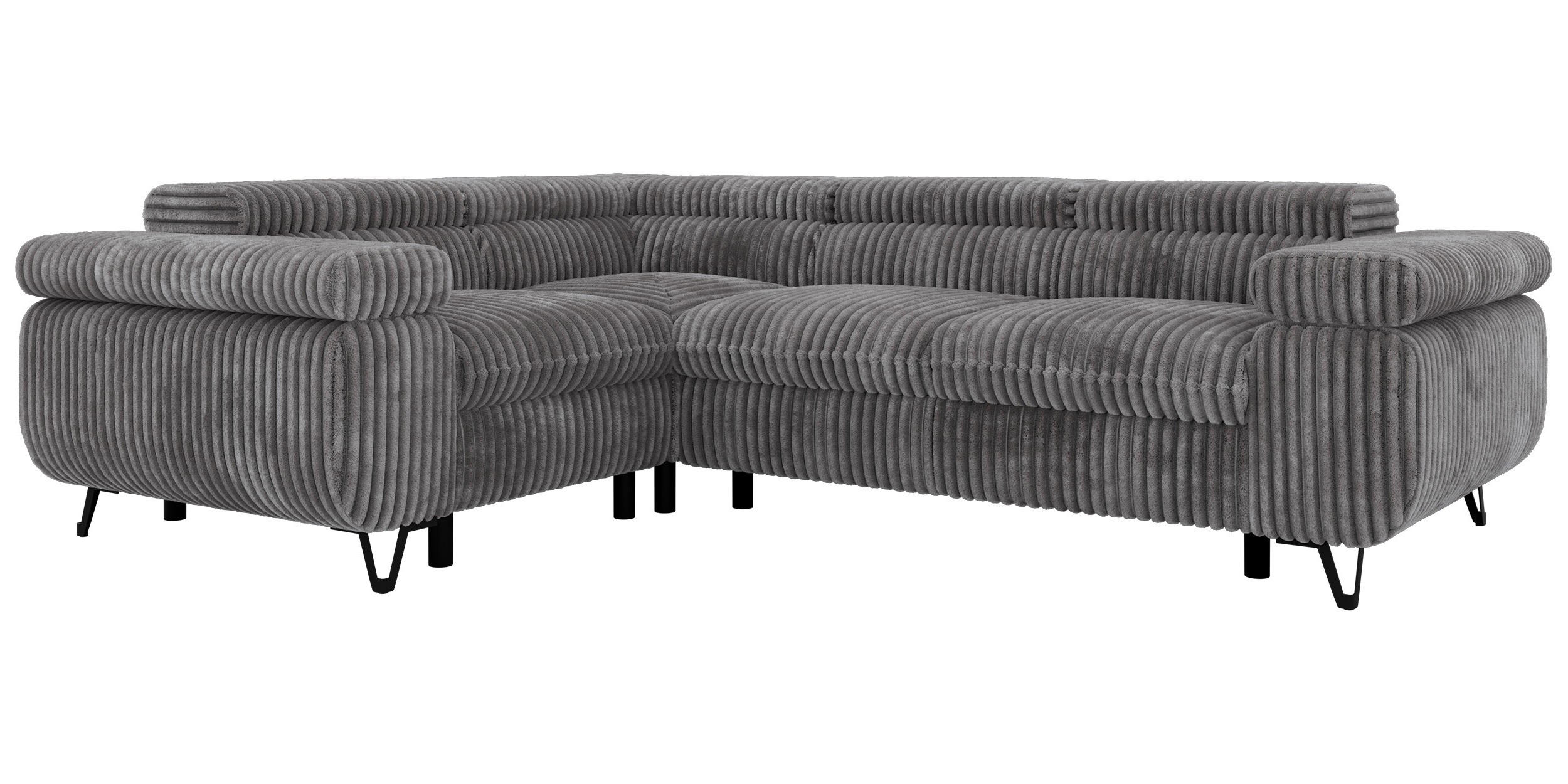 ECKSOFA ORSO L Grau Cord - Links Seite - Schwarz/Grau, Textil/Metall (197/268cm) - MKS