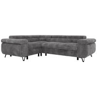 ECKSOFA ORSO L Grau Cord - Links Seite - Schwarz/Grau, Textil/Metall (197/268cm) - MKS