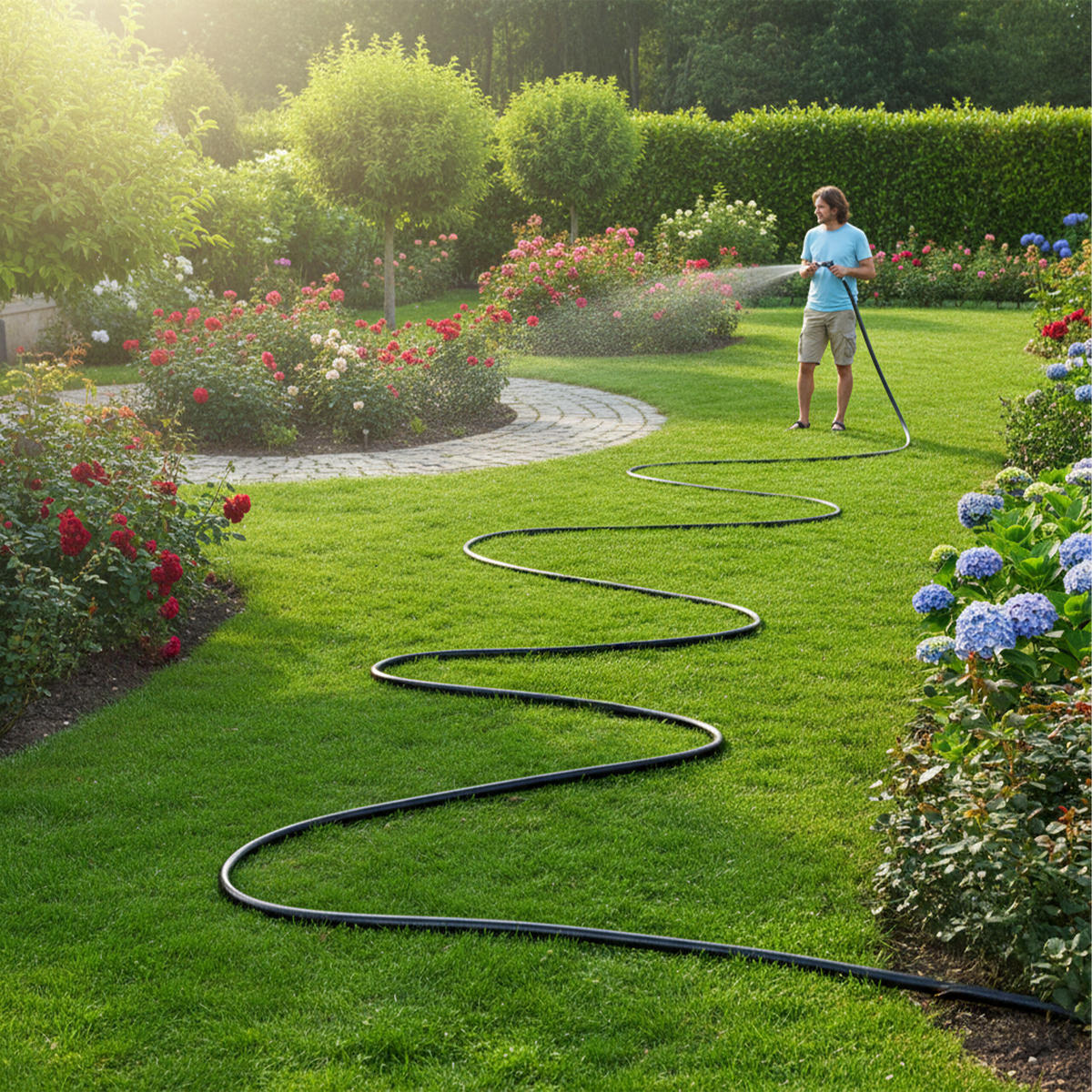 GARTENSCHLAUCH - Schwarz, Kunststoff (7000cm) - Relaxdays