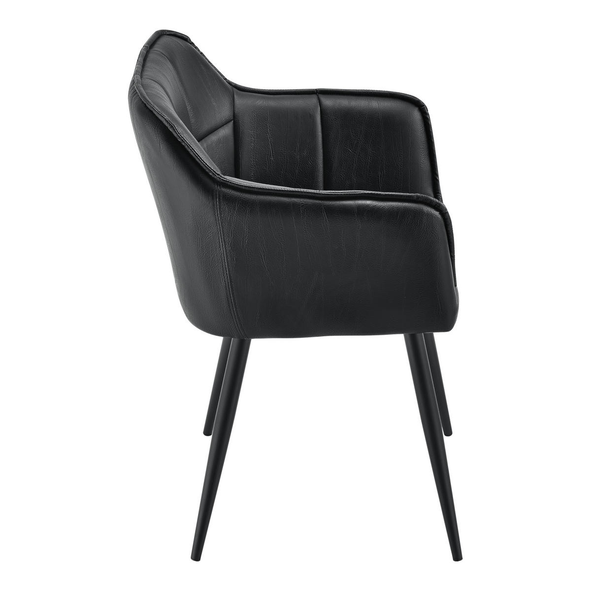 ARMLEHNSTUHL Birmingham - Schwarz, Textil/Metall (57/81/53cm) - [en.casa]