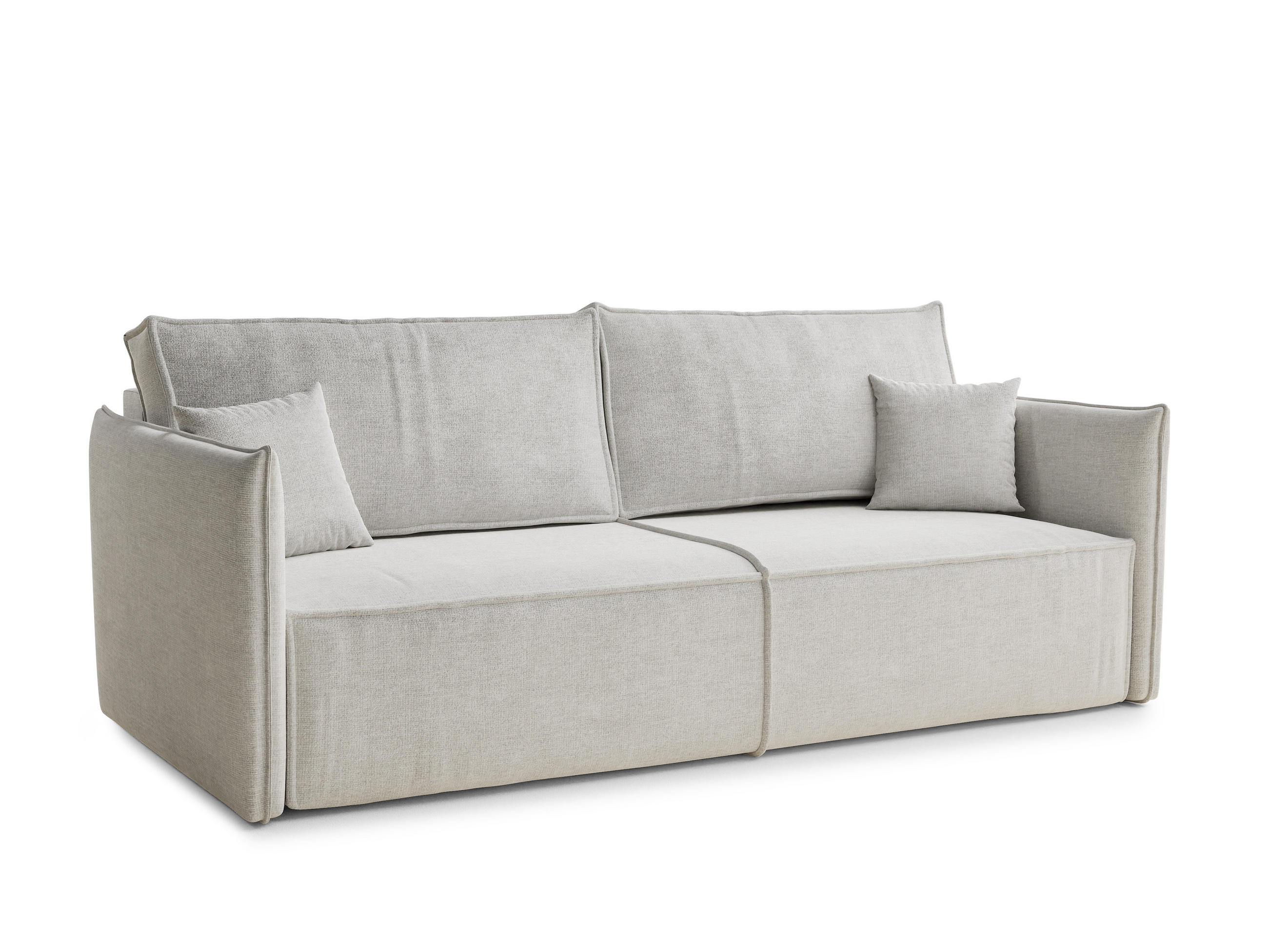 SOFA MIT SCHLAFFUNKTION Obra Beige grau Chenille-Stoff - Beige/Schwarz, Holz/Holzwerkstoff (220/70/107cm) - Maison de Reve