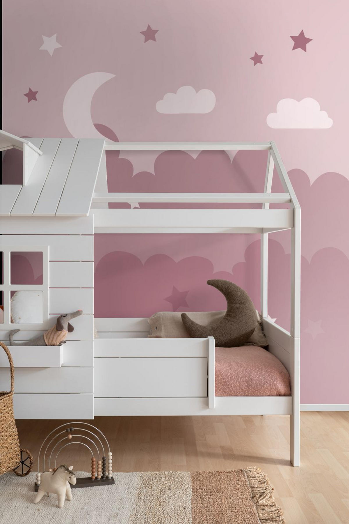 FOTOTAPETE Wolken und Sterne 2 x 2.79 m - Pink, Papier (200/279cm) - ESTAhome