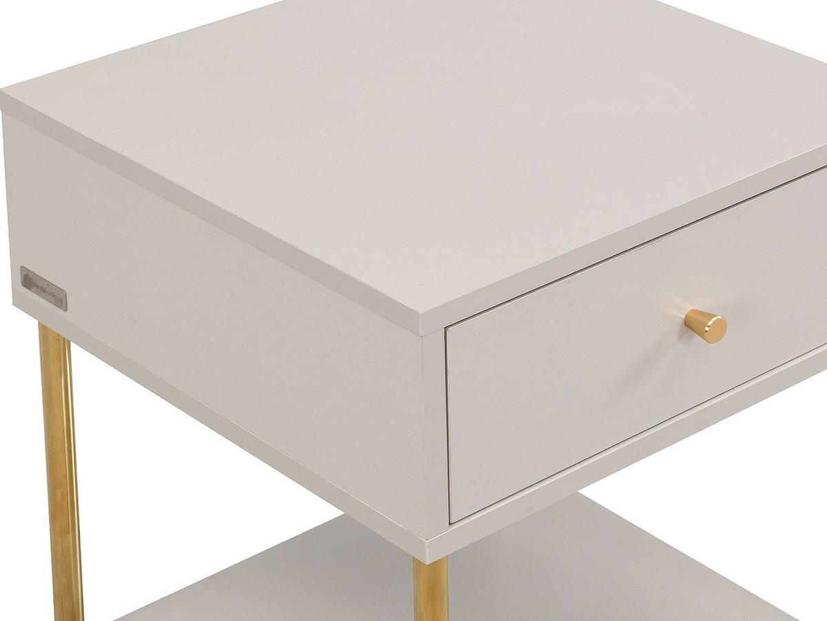 NACHTTISCH - 40 cm x 40 cm - Holz, Platte - Beige, Goldfarben - MILAVIA - Beige/Goldfarben, Holz (40/55/40cm) - Vente-Unique