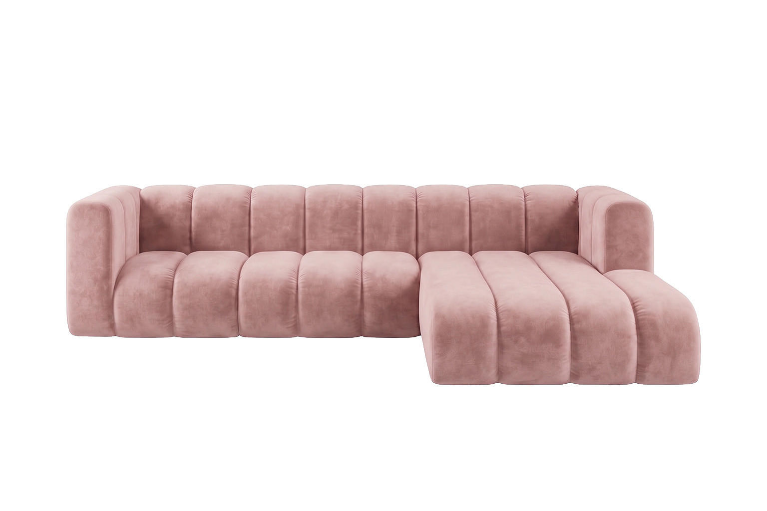 ECKSOFA Modulares In L-Form, Velvet-Stoff Riviera, Hellrosa, Rechts, GRAND 287 cm - Hellrosa, Holz (287/179cm) - Kaiser Möbel