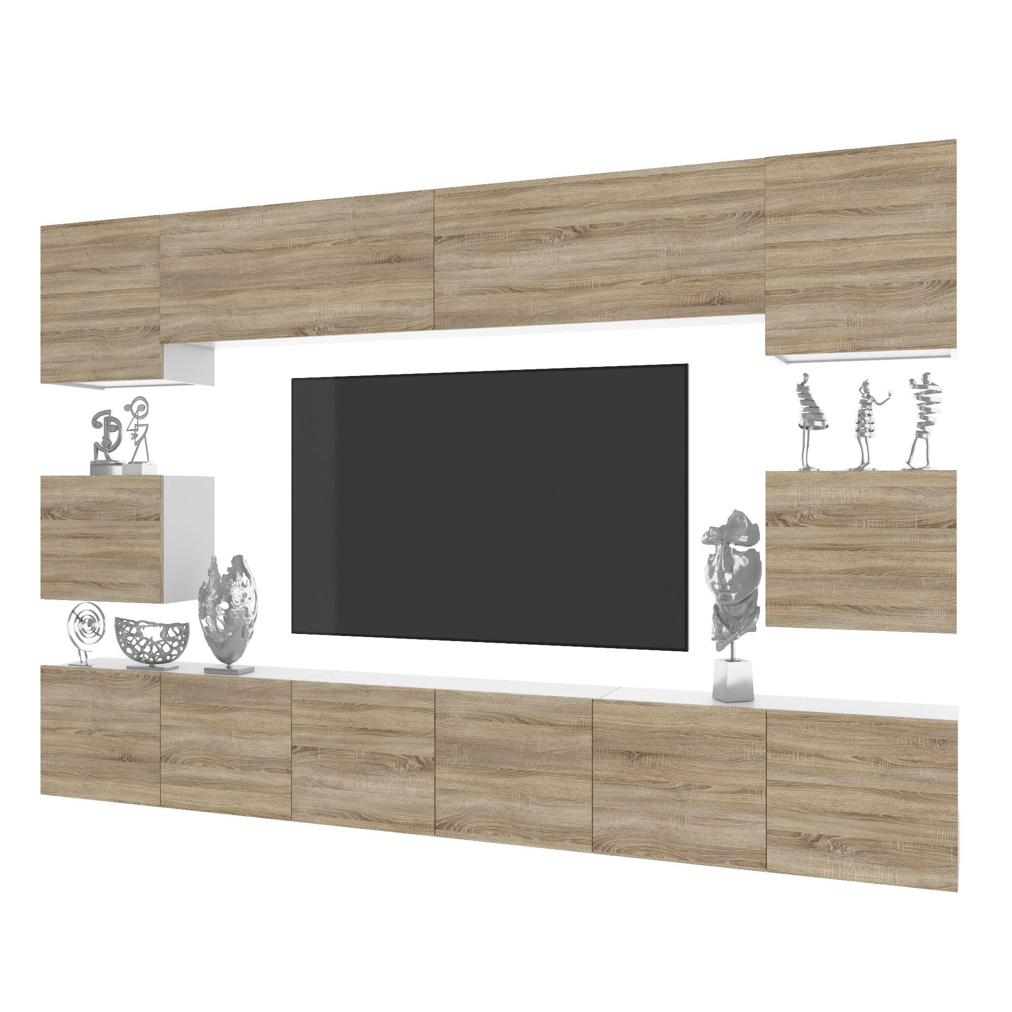 B BELINI GROUP OBÝVACÍ STĚNA Milano 3, Dub Sonoma matný, 300 cm, Bezúchytková