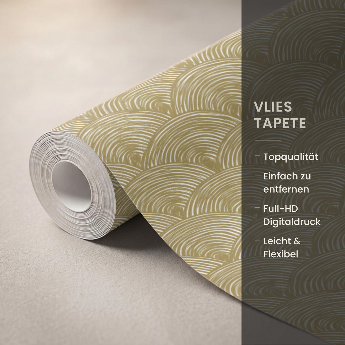 TAPETE - Fächer - Geometrisch - Grün - 140x220 cm - Goldfarben, Papier (140/220cm) - OnlyWow