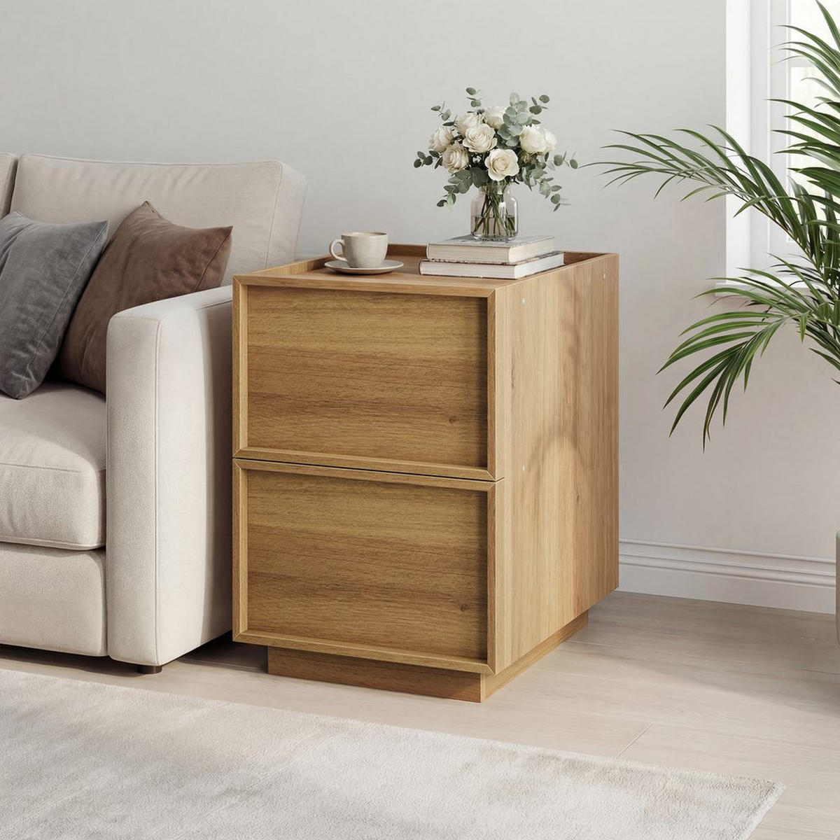 NACHTISCH EICHE 38X48X50, GRIFFLOS, MID-CENTURY - Eichefarben, Holzwerkstoff (48/50/38cm)