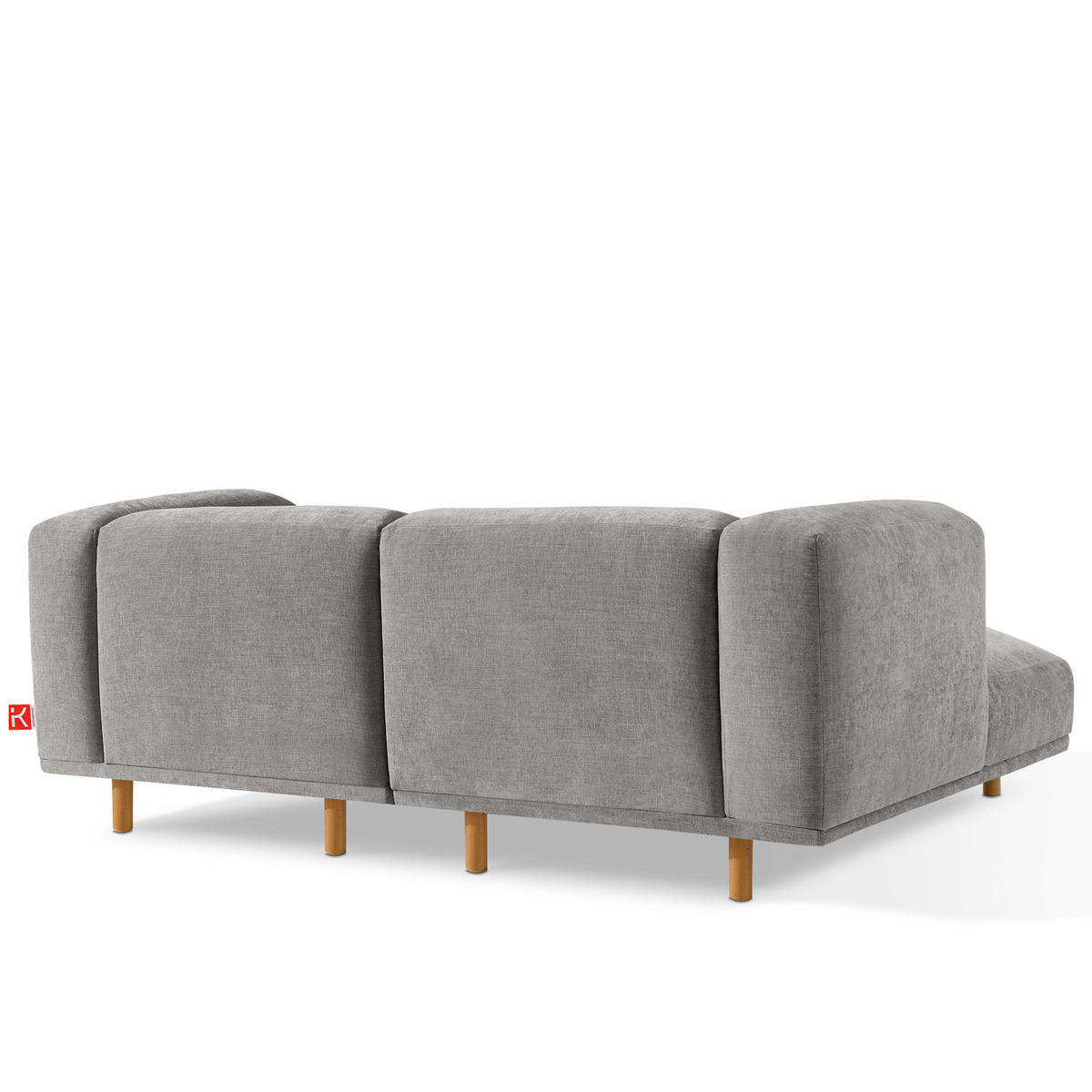 ECKSOFA-LINKS FOSERO, Chenille-Stoff - Buchefarben/Hellgrau, Holz/Holzwerkstoff (204/155cm) - KONSIMO®