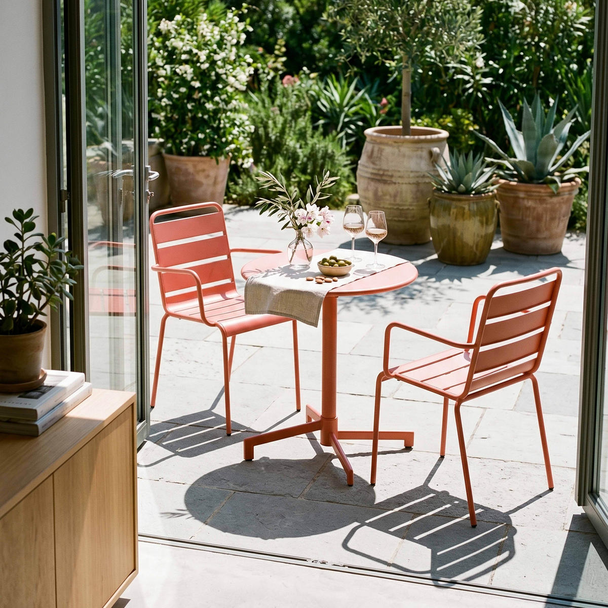 GARTENSET 3-tlg., Tonfarbe - Pink, Metall - Oviala