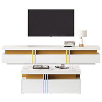 COUCHTISCH mit Couchtisch und TV-Schrank, multifunktionales Aufbewahrungsset Weiß - Weiß, Holzwerkstoff (200/40/42cm) - EVRYAE