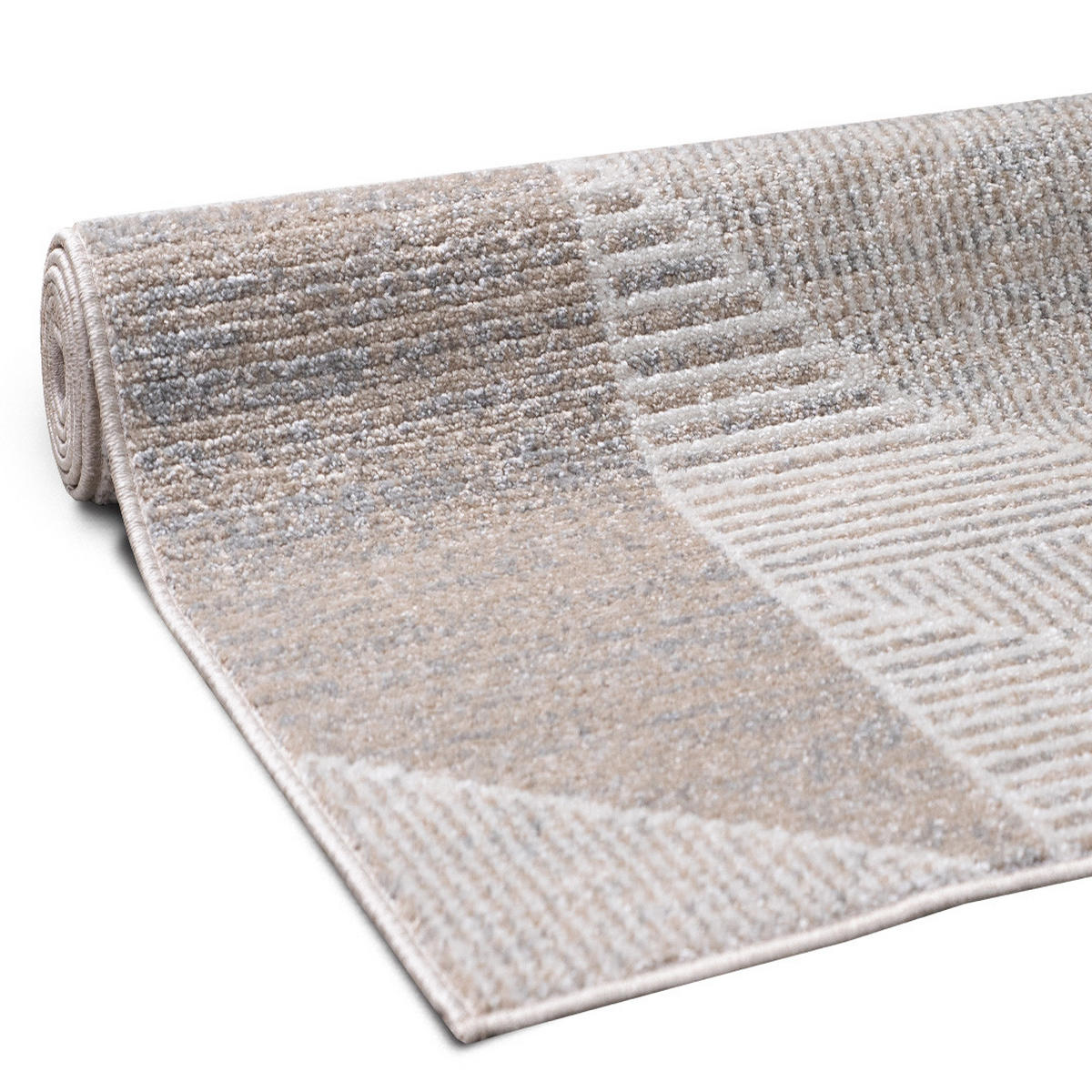 TEPPICH Harmonia geometrisches Design Dreieck Hoch-Tief-Effekt beige 160 x 230 cm - Beige/Creme, Kunststoff/Textil (160/230cm) - oKu-Tex