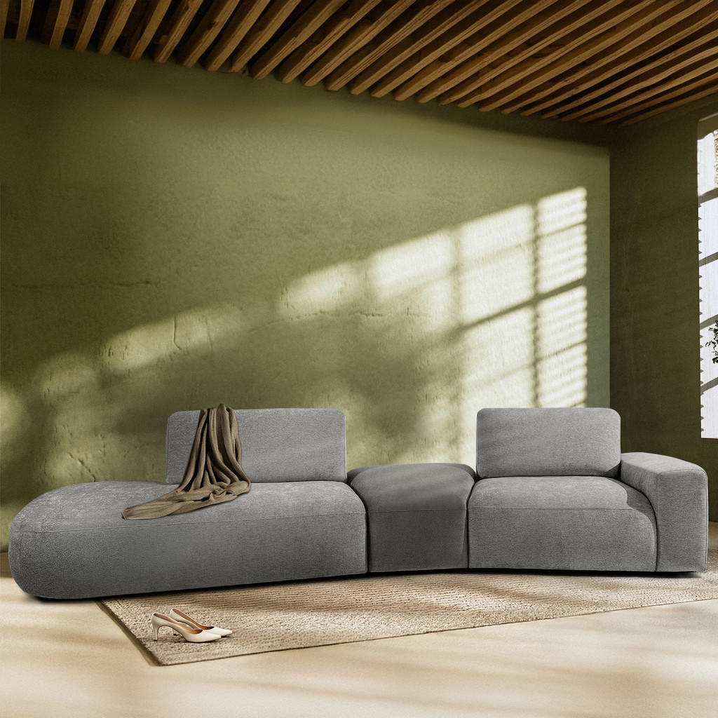 Thumbnail - Konsimo® 4-Sitzer, Hellgrau, Textil, L-Form, 350x84x105 cm, Wohnzimmer, Sofas & Couches, Sofas