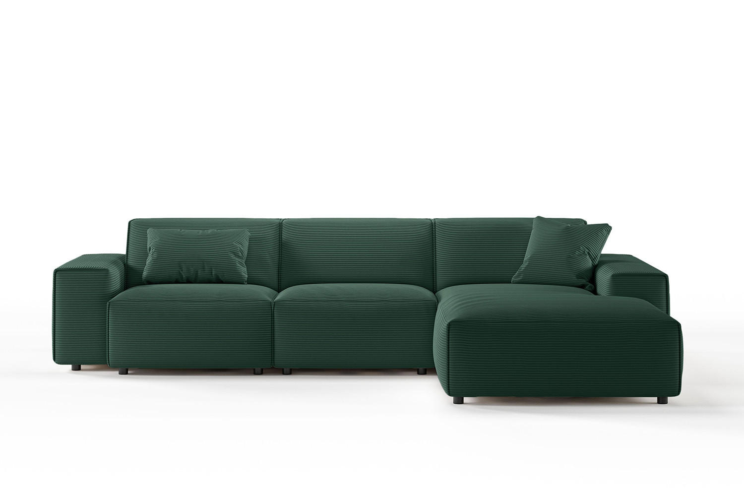 ECKSOFA RANI Smaragdgrün Cord - Smaragdgrün/Schwarz, Kunststoff/Textil (299/189cm) - KAWOLA