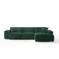 ECKSOFA RANI Smaragdgrün Cord - Smaragdgrün/Schwarz, Kunststoff/Textil (299/189cm) - KAWOLA