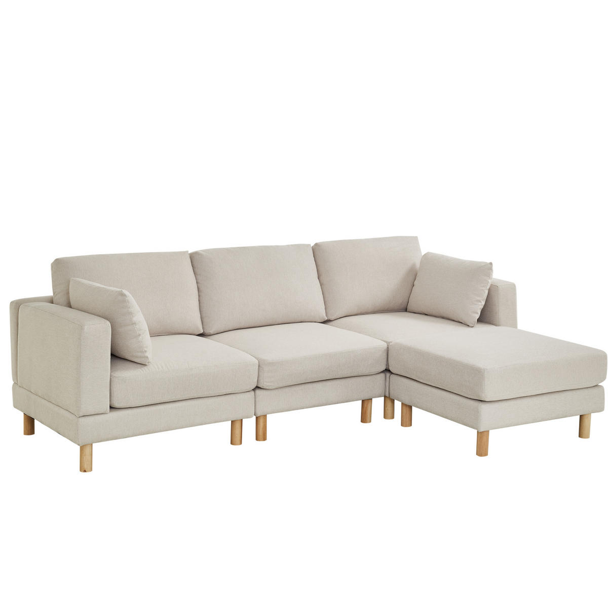 ECKSOFA 235/152/78 cm mit Hocker und flexibel montierbarer Chaiselongue, skandinavisches Design, Beige - Beige, Kunststoff (235/152cm) - Redom