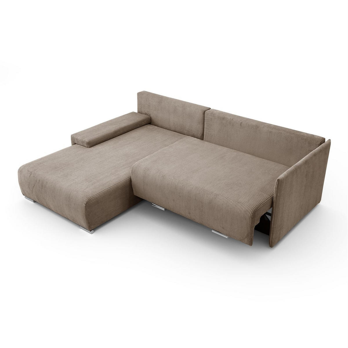 ECKSOFA LAVIO L mit Schlaffunktion und Bettzeugkasten Linke - Braun, Textil (246/188cm) - Lookway