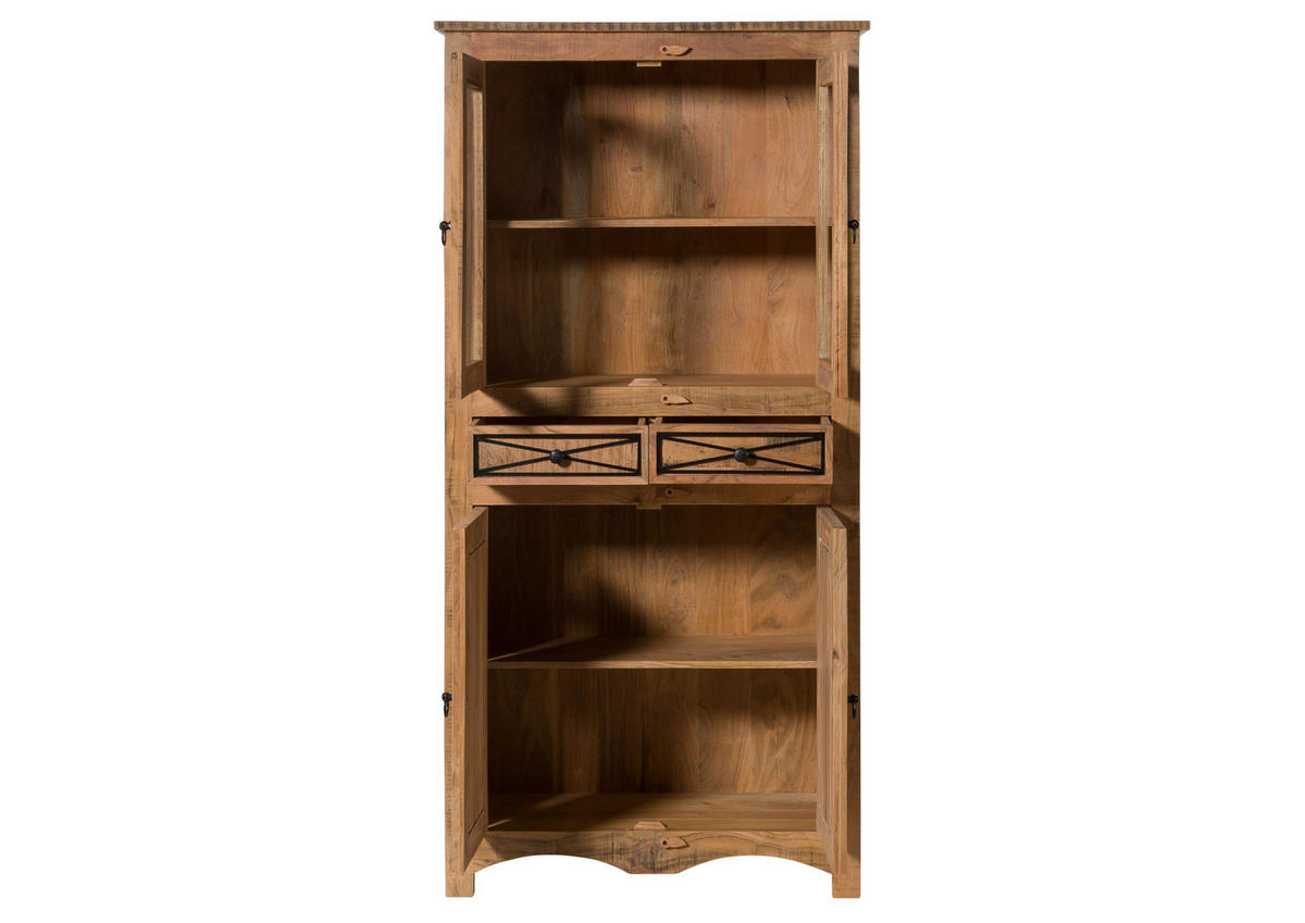 VITRINE Akazie 90x40x180 natur versiegelt NATURE OF SPIRIT #208 - Braun, Holz (90/180/40cm) - Massivmoebel24