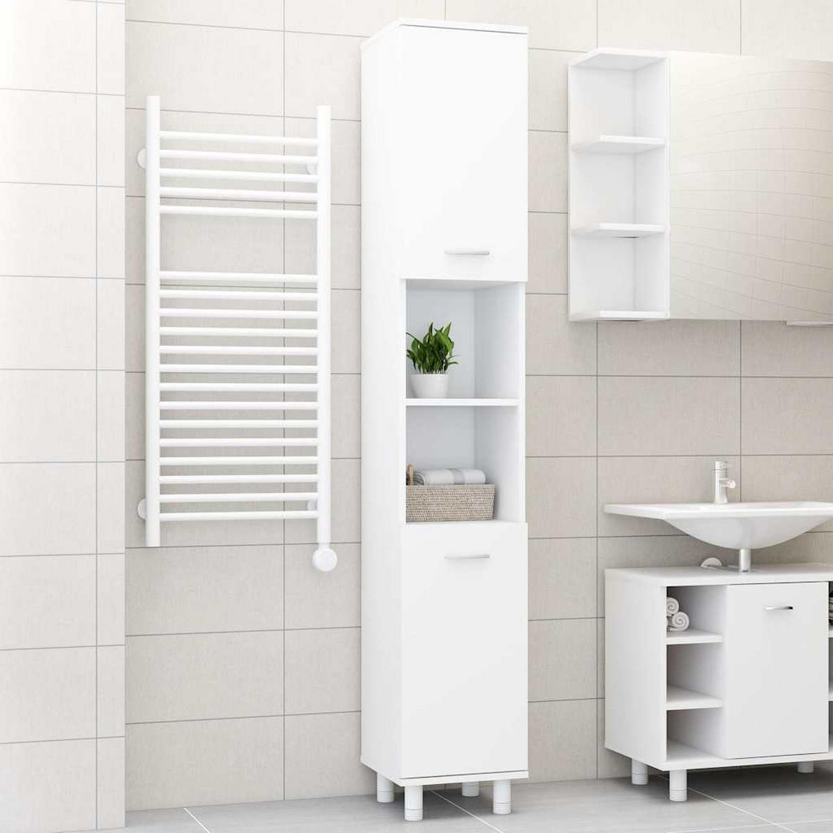 BADEZIMMERSCHRANK Weiss 30/30/179 Cm Holzwerkstoff - Weiß, Holzwerkstoff (30/179/30cm) - vidaXL