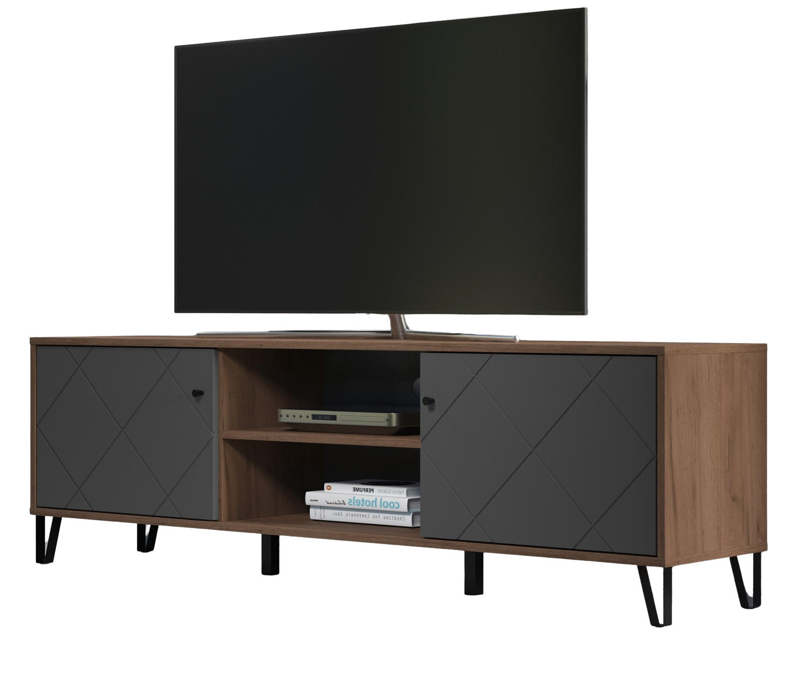 Top.Furn Tv-Lowboard Grau, Eiche 186x56x40 cm