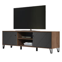 TV-LOWBOARD Graphite grau, Eiche Kraft Gold 186 x 56 cm, TV Unterteil mit Soft-Close - Eichefarben/Schwarz, Holzwerkstoff/Kunststoff (186/56/40cm) - Top.Furn