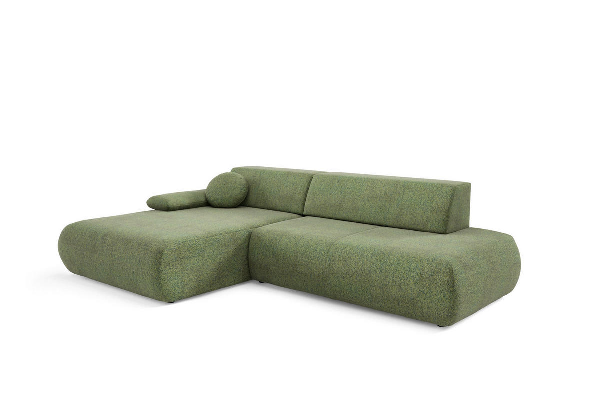 ECKSOFA DELTA L-S Grün Geflochtener Stoff mit Schlaffunktion - Grün, Holz (286/173.5cm) - MASSENO