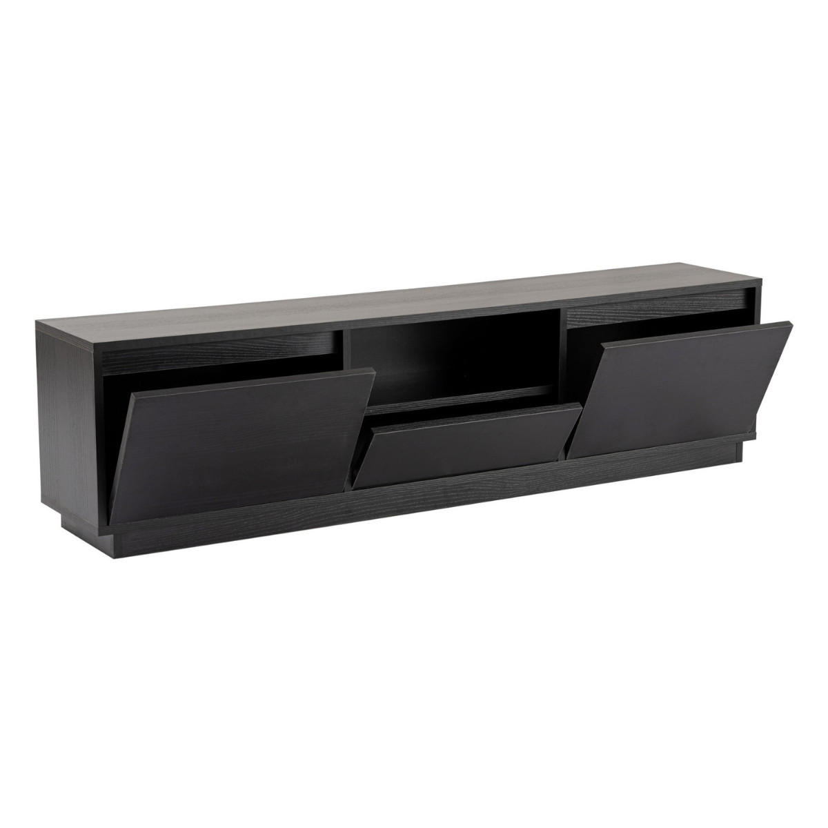TV-MÖBEL mit 3 klappbaren türen und 1 offenem fach - vanguard 160/29,5/42 cm - Schwarz, Holzwerkstoff (29.5/42/160cm) - Calicosy