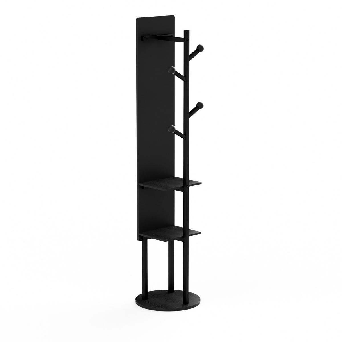 GARDEROBENSTÄNDER mit Ganzkörperspiegel 360° drehbar Holzwerkstoff Stahl Schwarz - Schwarz, Metall (40/174/40cm) - Beauniv