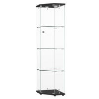 ECKSCHRANK 5-Eck, 1 Tür, 4 Ebenen, LED, schwarzer Sockel - Schwarz, Glas (42.5/162/60cm) - SHOPENTRA
