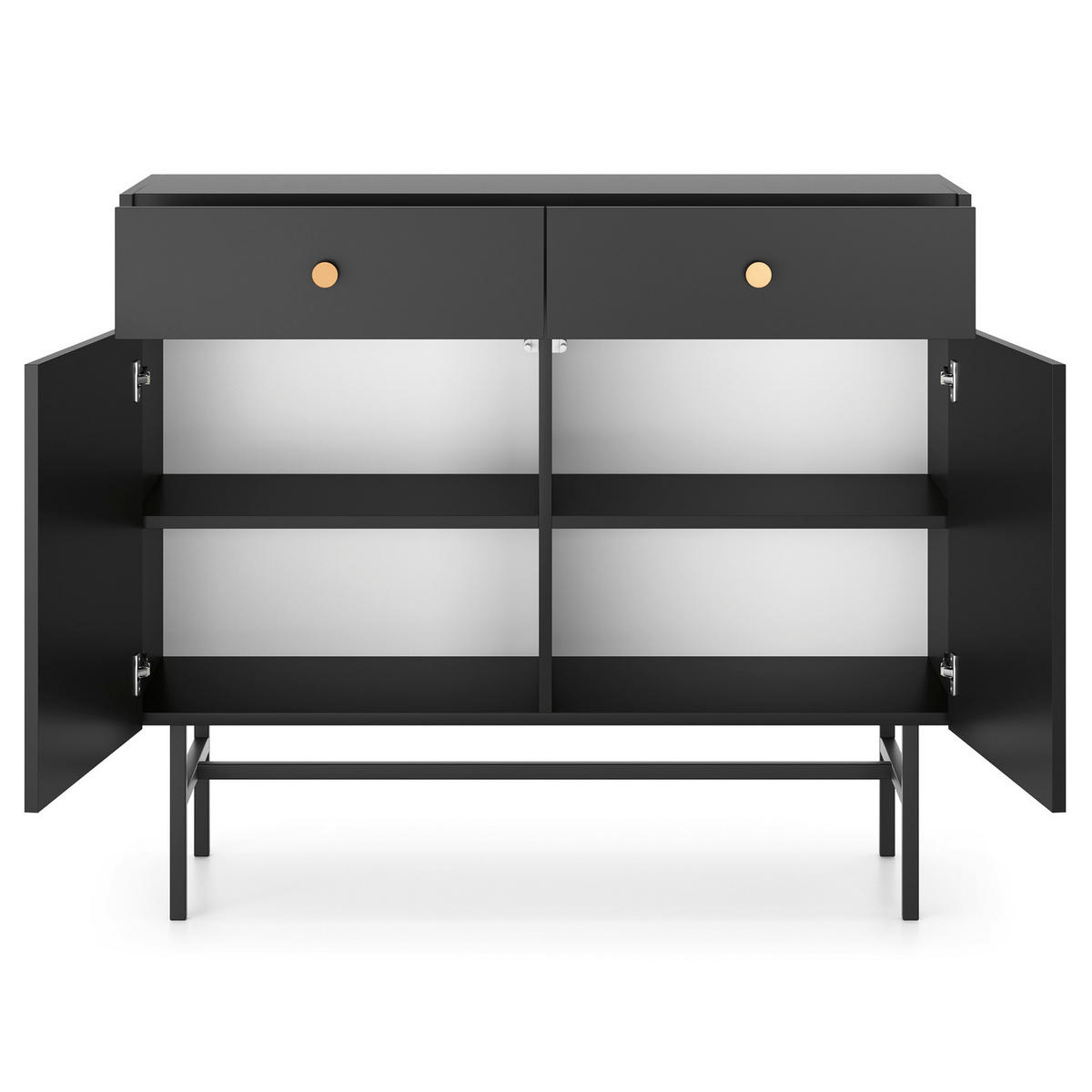 KOMMODE Dalia mit 2 Türen und 2 Schubladen, 104 cm, Schwarz - Schwarz, Holzwerkstoff/Metall (104/84/39cm) - Beautysofa