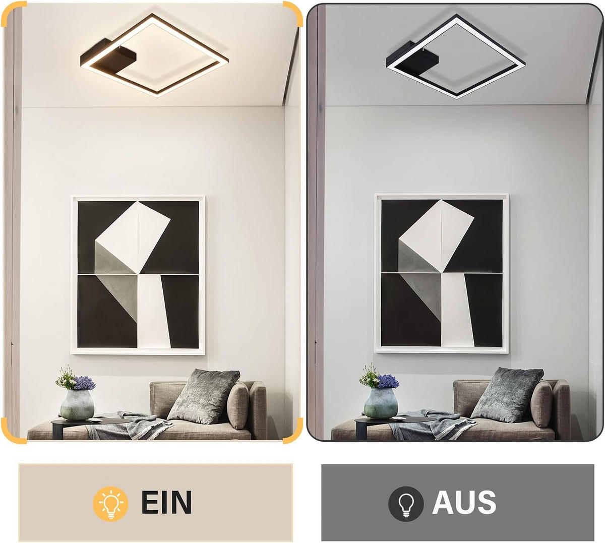 LED-DECKENLEUCHTE Wehrfluch 29.4/3.8/29.4 cm - Schwarz, Metall (29.4/29.4/3.8cm) - ZMH