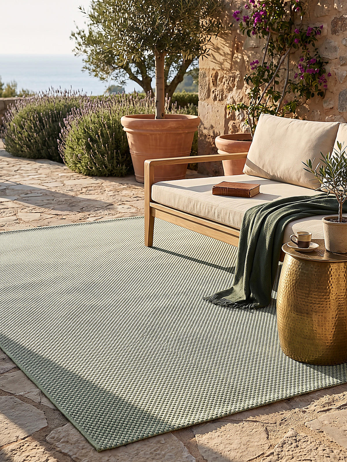 FLACHWEBTEPPICH Uni BORNO Polypropylen Grün 240 x 340 cm - Grün, Textil (240/340cm) - KADIMA DESIGN