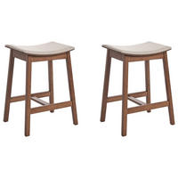 BARHOCKERN 2er-Set Beige Dixon - Beige/Dunkelbraun, Holz (45/63/39cm) - Beliani