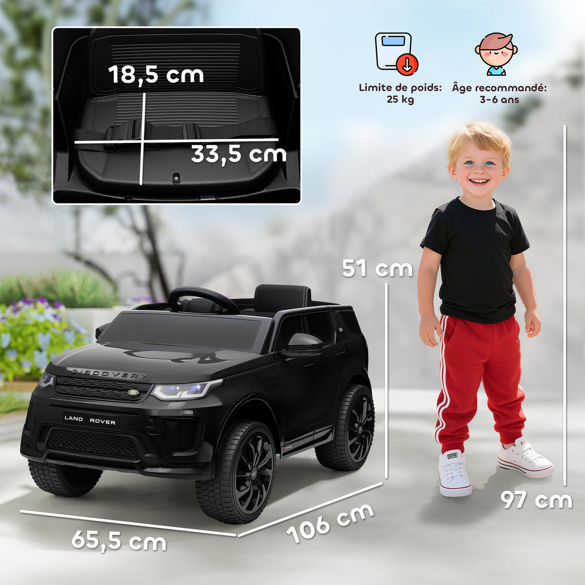ELEKTRO-KINDERAUTO DE-13043 Fernbedienung Schwarz - Schwarz, Kunststoff (106/65.5/51cm) - ComfortXL