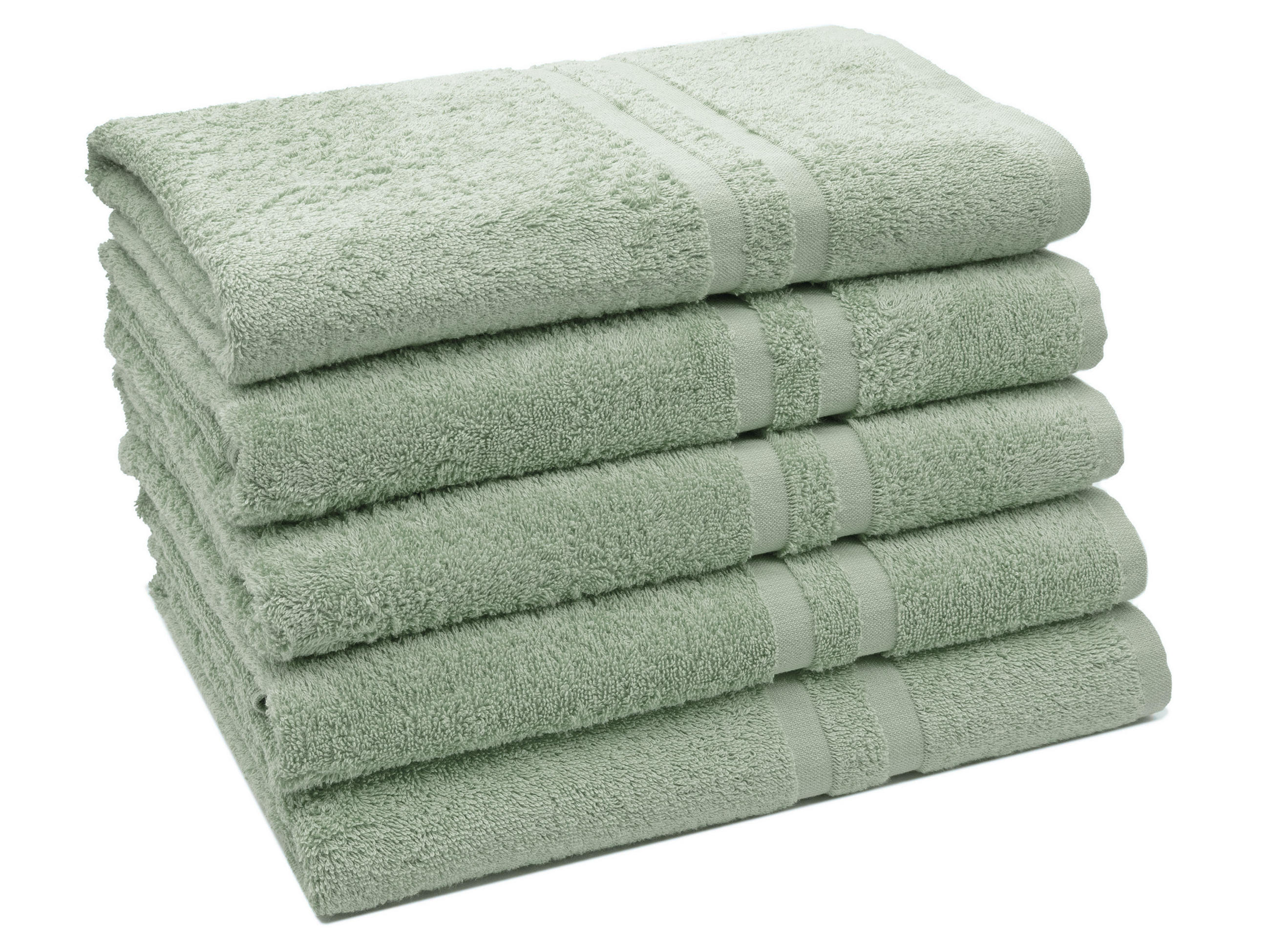 DUSCHTÜCHER, 5er-Set, 100% Baumwolle, Grün - Salbeigrün, Textil (70/140cm) - Zollner