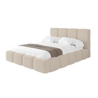 POLSTERBETT mit Bettkasten und Lattenrost, Bett mit Kopfteil, Boxbett ohne Matratze, Doppelbett mit Stauraum - NATA 160x200 Dunkelbeige - Hellbraun, Holzwerkstoff/Textil (160/200cm) - ALTDECOR