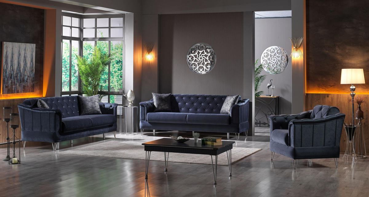 SITZGARNITUR Guido Anthrazit Stellvariante:3+3+1 - Anthrazit, Holz/Textil (225/85/85cm) - Villa Möbel