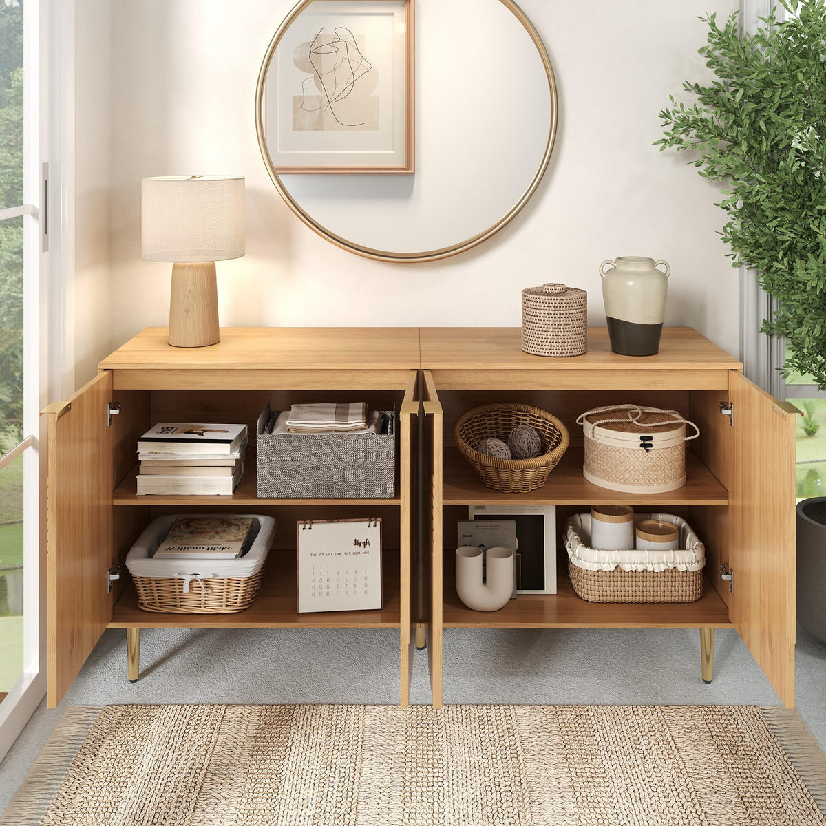 SIDEBOARD 140x40x72 cm Stauraum - Naturfarben, Holz (140/72/40cm) - Fortuna Lai