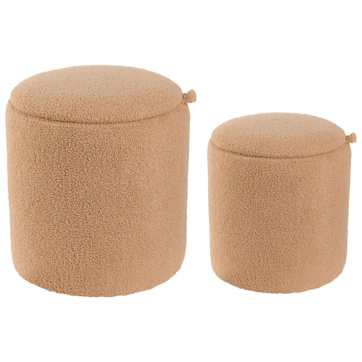 PUF sada 2 ks Bouclé Světle hnědý - světle hnědá, textil (30/37/30cm) - Beliani