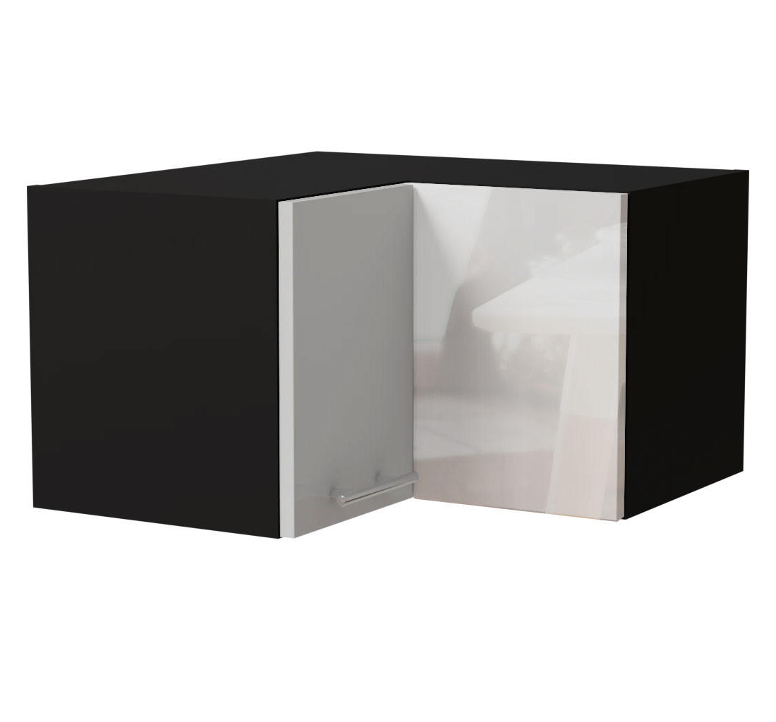 Feldmann-Wohnen Eckhängeschrank Weiß Hochglanz, Schwarz 60x36x60 cm
