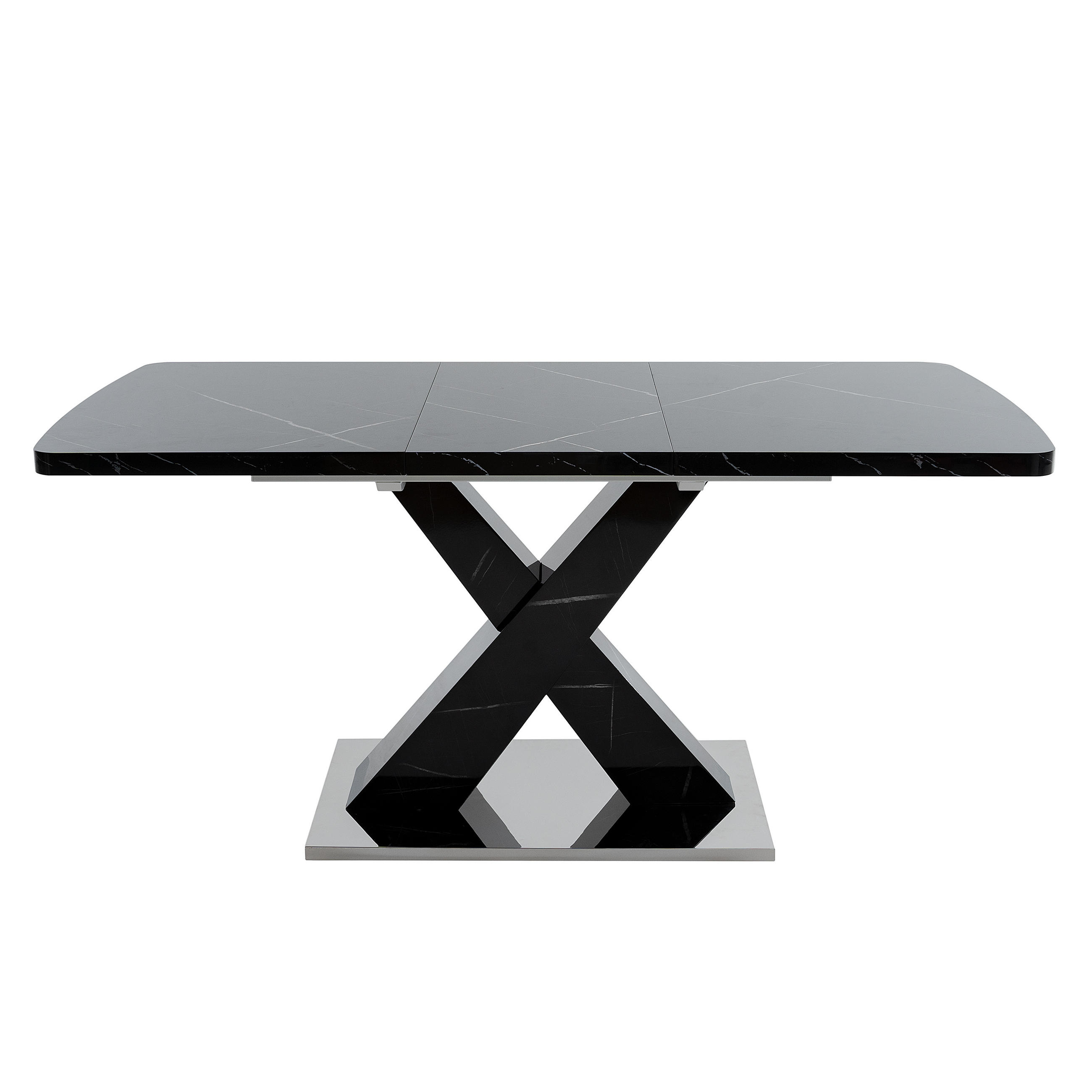 ESSTISCH ausziehbar Schwarz Marmoroptik 120–160 cm - Schwarz, Holzwerkstoff/Metall (160/80/76.5cm)