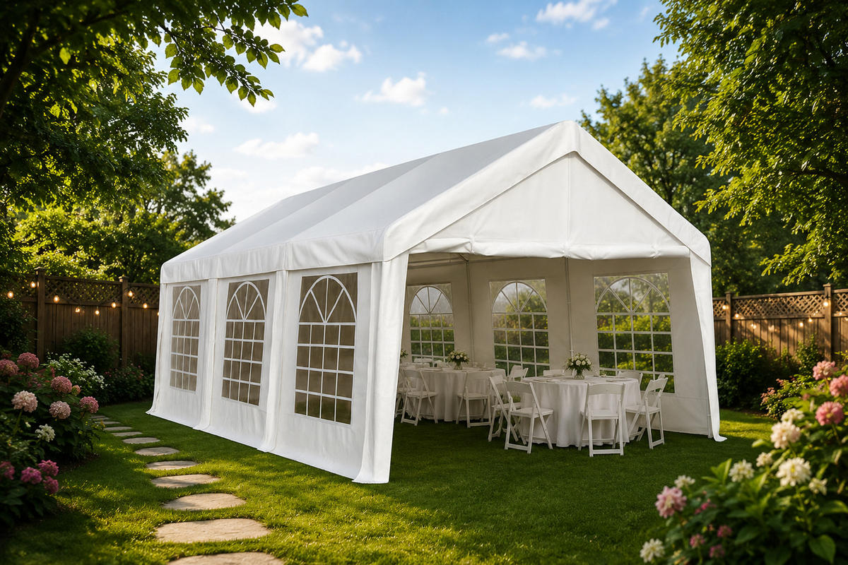 DACHPLANE Livingston - Zeltabdeckung für 3x6 Meter, PVC weiss 480g/m². BxTxH: 600x300x285 cm - Weiß, Kunststoff (600/0.3/300cm) - TPFGarden