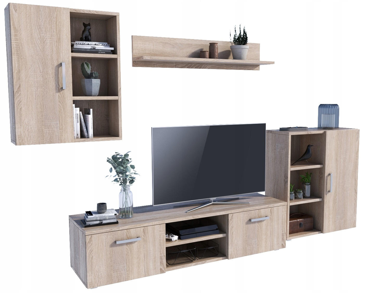 WOHNWAND Dedal 4-teilig Sonoma Eiche - Sonoma Eiche, Holzwerkstoff (140/35/40cm) - Matkam Möbel