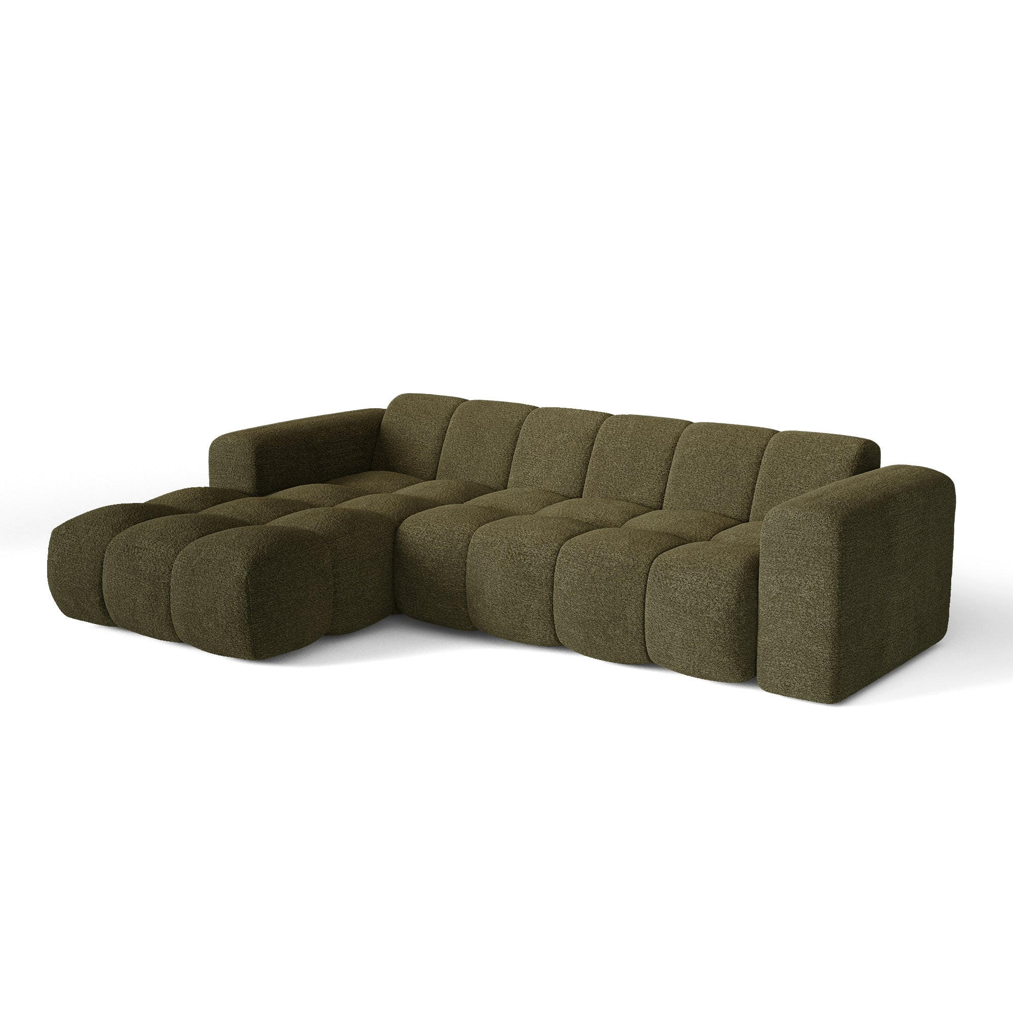 ECKSOFA (links) BLOOM Frottee Olivgrün 290cm - Olivgrün/Grün, Textil (290/164cm) - Premium Interiors