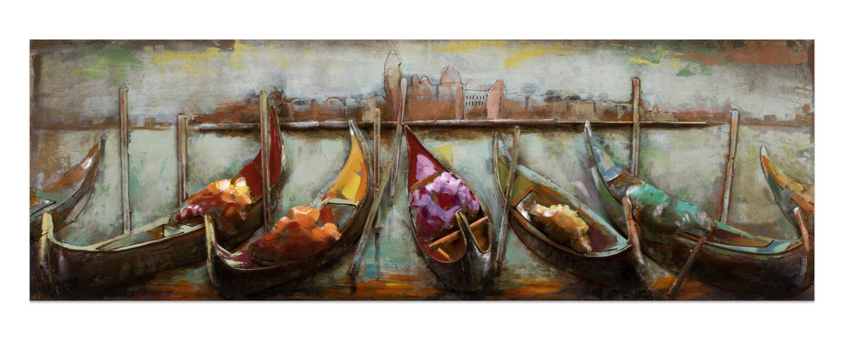 METALLBILD Blau 120/40 cm - Blau/Beige, Metall (5.6/40cm) - KUNSTLOFT