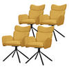 ESSZIMMERSTÜHLE 4er Set drehbar Senf mit Stoffbezug - Gelb/Schwarz, Textil/Metall (63/89/68cm) - ML-DESIGN