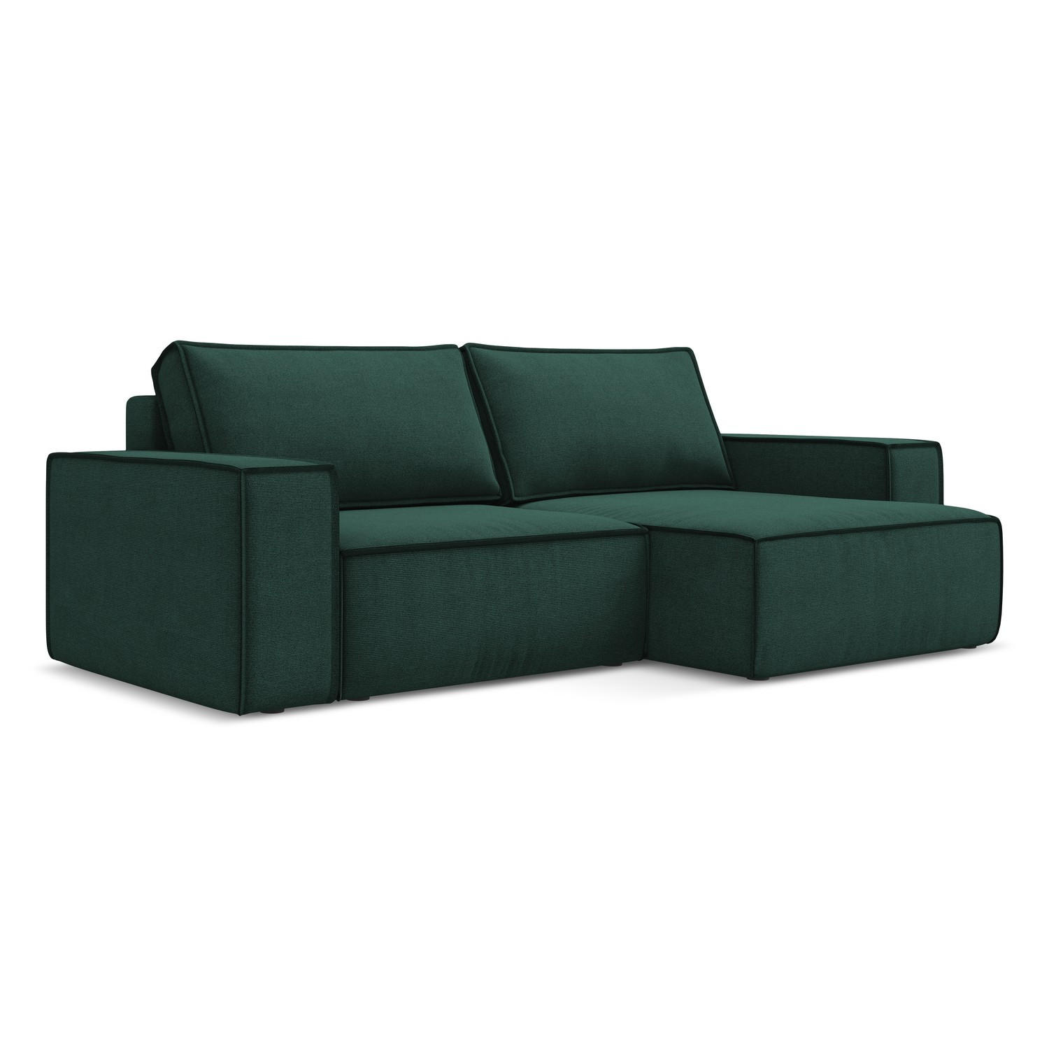 ECKSOFA mit Schlaffunktion Strukturstoff Stoff Grün - Dunkelgrün/Schwarz, Kunststoff/Textil (257/148cm) - LaMiaSofa