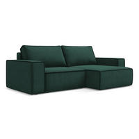 ECKSOFA mit Schlaffunktion Strukturstoff Stoff Grün - Dunkelgrün/Schwarz, Kunststoff/Textil (257/148cm) - LaMiaSofa