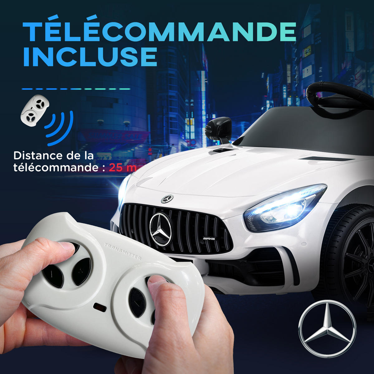 ELEKTRO-KINDERAUTO DE-13142 2,4G Fernbedienung Weiß - Weiß, Metall (108/67/46cm) - ComfortXL